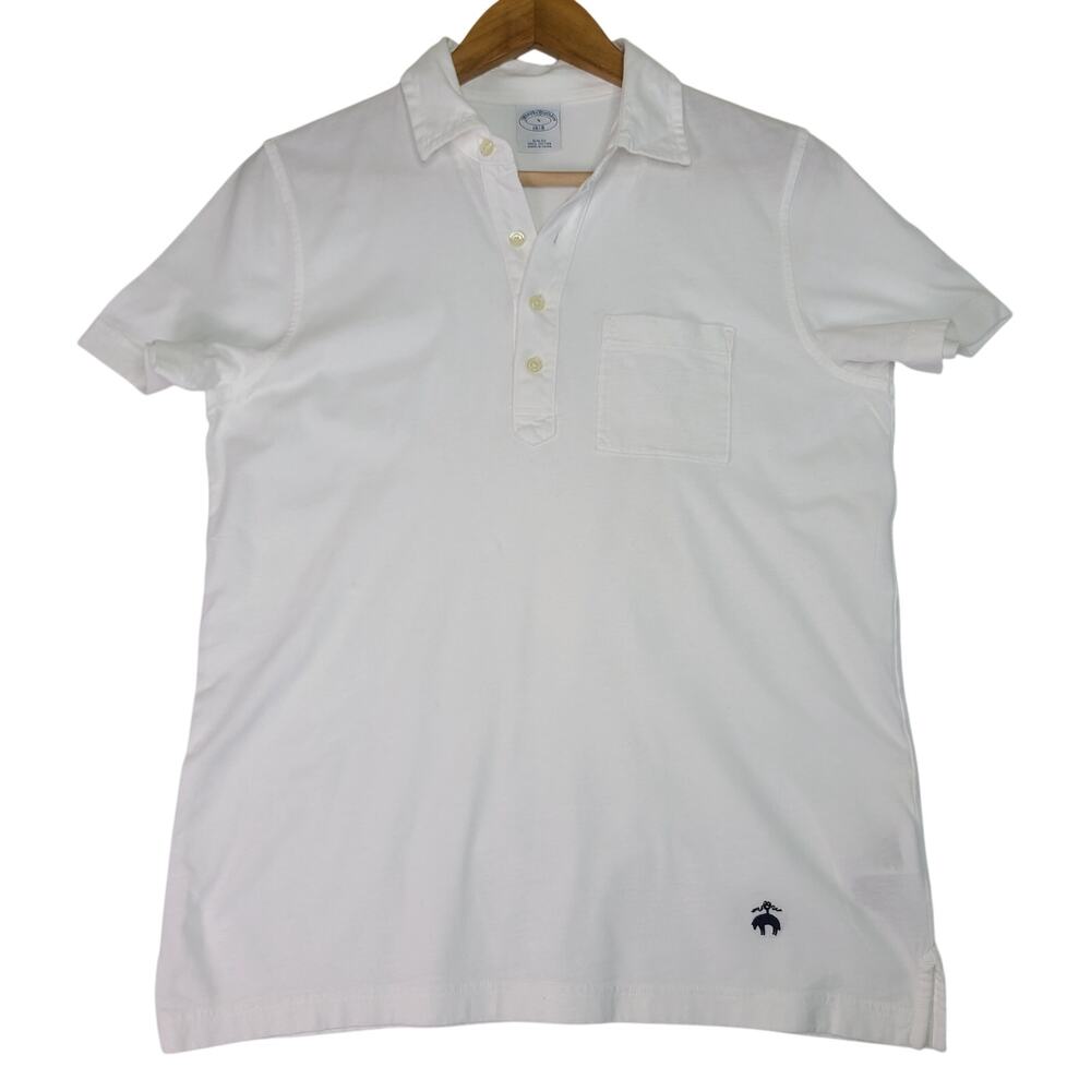 Brooks Brothers Slim Fit 100% Cotton White Polo Men's Shirt Size Small